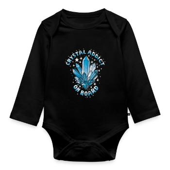 Kristallheilung Krytale Kristalle Und Steine - Baby Bio-Langarm-Body - Schwarz - Vorne