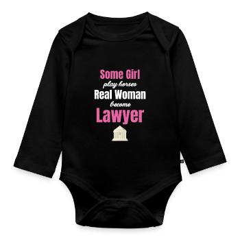 Einige Mädchen Spielen Pferd Echte Frauen Werden - Baby Bio-Langarm-Body - Schwarz - Vorne