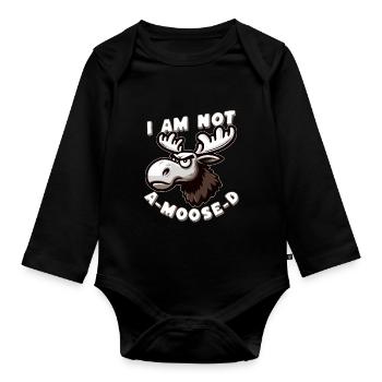 Je ne suis pas un orignal - jeu de mots amusant sur l’orignal - Body Bébé bio manches longues - noir - Devant
