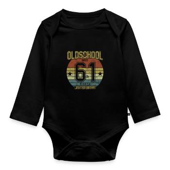 March 1961 - Geburtstag im März Oldschool - Baby Bio-Langarm-Body - Schwarz - Vorne