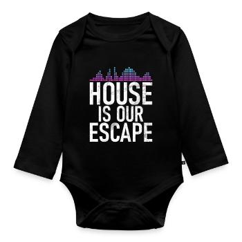 House Music, EDM, Rave, DJ, Electro, Deep House, Amoureux - Body Bébé bio manches longues - noir - Devant