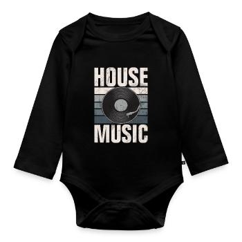 House Music, EDM, Rave, DJ, Electro, Deep House, Lover - Organic Longsleeve Baby Bodysuit - black - Front