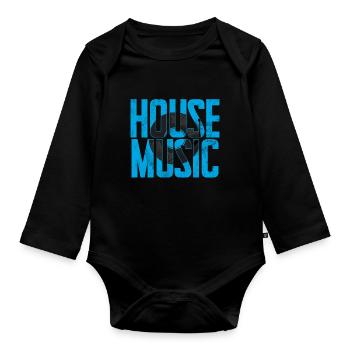 Hausmusik EDM Rave DJ Electro Deep House Lover - Baby Bio-Langarm-Body - Schwarz - Vorne