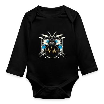Cadeau Pour Batteur Battement De Coeur Batterie - Body Bébé bio manches longues - noir - Devant