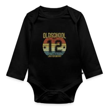 July 2012 - Birthday in July Oldschool - Organic Longsleeve Baby Bodysuit - black - Front