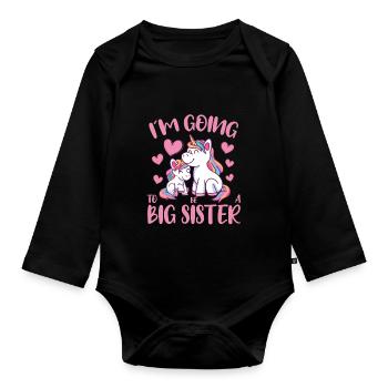 Going To Be A Big Sister Unicorn - Organic Longsleeve Baby Bodysuit - black - Front