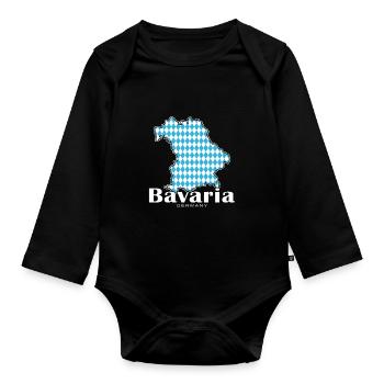 Bavaria Germany Contour Flag - Organic Longsleeve Baby Bodysuit - black - Front
