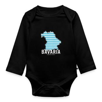 Bavaria Germany Contour Flag1 - Organic Longsleeve Baby Bodysuit - black - Front