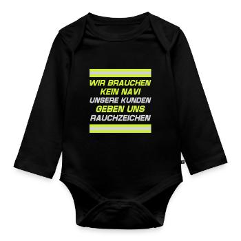 Firefighter Tshirt Firefighter Firefighter 112 - Organic Longsleeve Baby Bodysuit - black - Front