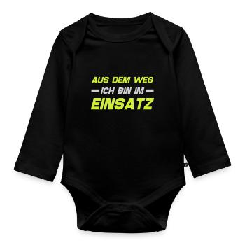 Firefighter Tshirt Firefighter Firefighter 112 - Organic Longsleeve Baby Bodysuit - black - Front