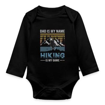 Father's Day Hiking Dad Mountain Adventure - Organic Longsleeve Baby Bodysuit - black - Front