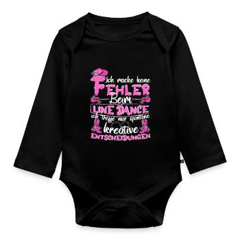 Line Dance Country Ich mach keine Fehler - Baby Bio-Langarm-Body - Schwarz - Vorne