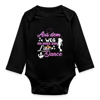 Line Dance Linedance Tanzen Aus dem Weg - Baby Bio-Langarm-Body - Schwarz - Vorne