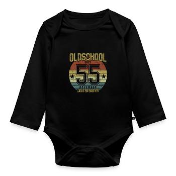 November 1955 - Geburtstag im November Oldschool - Baby Bio-Langarm-Body - Schwarz - Vorne