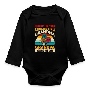 Crochet Crochet Fil Grand-mère Grand-père - Body Bébé bio manches longues - noir - Devant