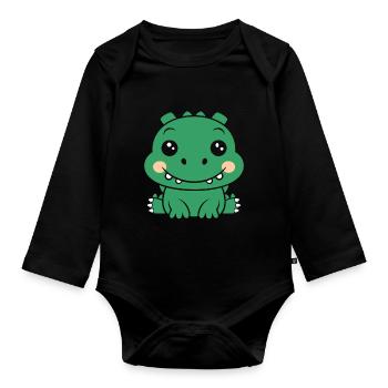 Krokodil - Baby Bio-Langarm-Body - Schwarz - Vorne