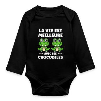 Humour Crocodile - Body Bébé bio manches longues - noir - Devant