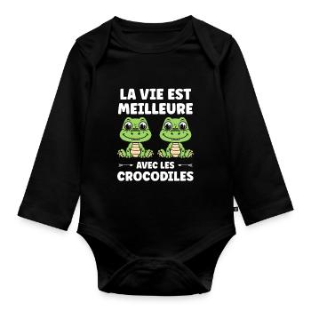 Humour Crocodile - Body Bébé bio manches longues - noir - Devant
