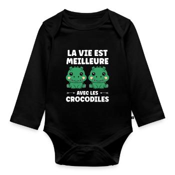 Humour Crocodile - Body Bébé bio manches longues - noir - Devant