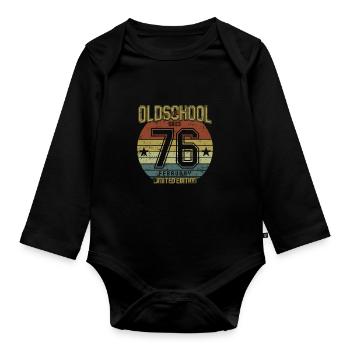 February 1976 - Geburtstag im Februar Oldschool - Baby Bio-Langarm-Body - Schwarz - Vorne