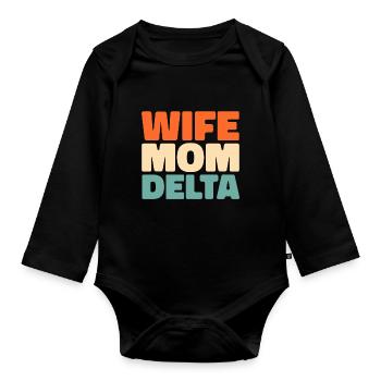 Soroitas Delta Mama Sorority - Organic Longsleeve Baby Bodysuit - black - Front
