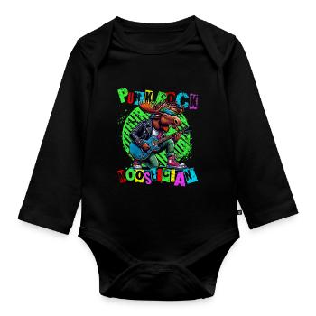 Punk Rock Mooseician - Punk Moose jouant de la guitare - Body Bébé bio manches longues - noir - Devant