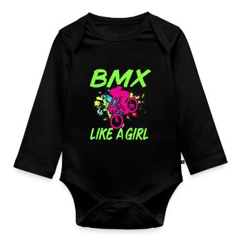 BMX Rider Fille Vélo Vélo Cascade Racing Enfants - Body Bébé bio manches longues - noir - Devant