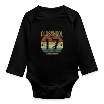 January 2017 - Birthday in January Oldschool - Organic Longsleeve Baby Bodysuit - black - Front