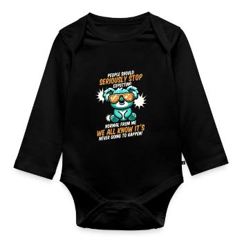 Koala - Organic Longsleeve Baby Bodysuit - black - Front