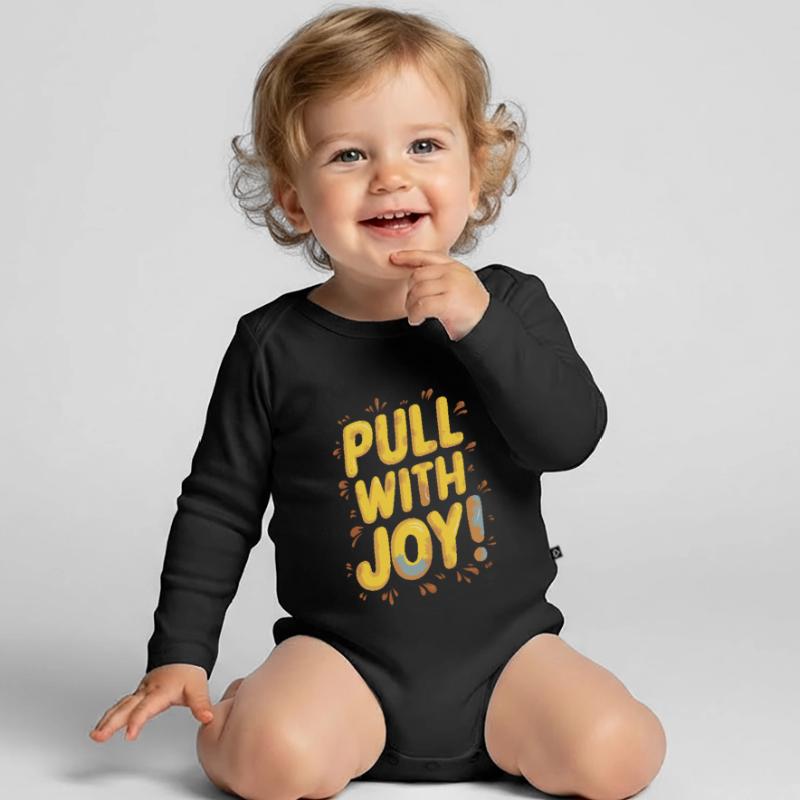 Tractor Pulling Tractor Pulling Tractor Power Farm Organic Longsleeve Baby Bodysuit