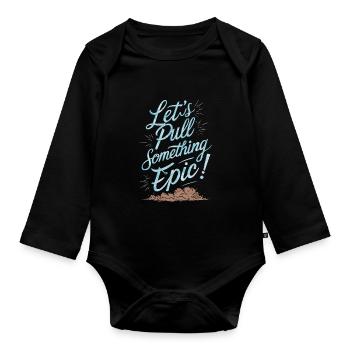 Tractor Pulling Tractor Pulling Tractor Power Farm - Organic Longsleeve Baby Bodysuit - black - Front