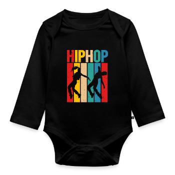 Danseurs HipHop Breakdance Hip Hop Années 80 90 - Body Bébé bio manches longues - noir - Devant