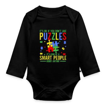 Puzzle Pièce Puzzle Amateur de Puzzle - Body Bébé bio manches longues - noir - Devant