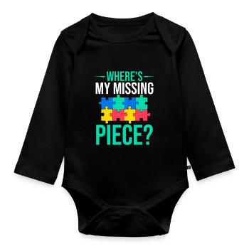 Puzzle Pièce Puzzle Amateur de Puzzle - Body Bébé bio manches longues - noir - Devant