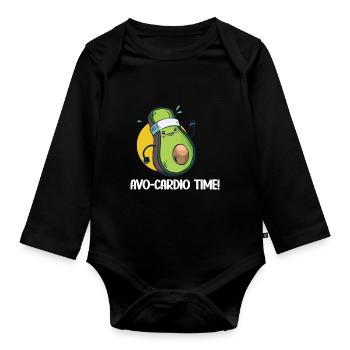 Avo-Cardio Lustiges Wortspiel Training Avocado - Baby Bio-Langarm-Body - Schwarz - Vorne