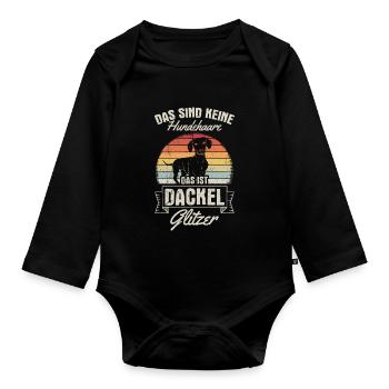 Dachshund Walking Dog Owner Dog Gift Hun - Organic Longsleeve Baby Bodysuit - black - Front