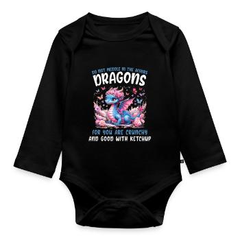 T-shirt Dragon Conte de fées Dragon Kanji japonais - Body Bébé bio manches longues - noir - Devant