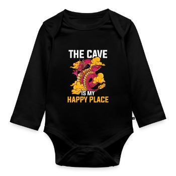T-shirt Dragon Conte de fées Dragon Kanji japonais - Body Bébé bio manches longues - noir - Devant