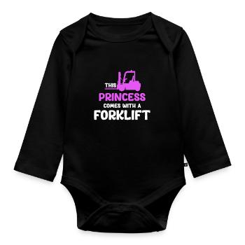 Die Prinzessin Wird Mit Einem - Baby Bio-Langarm-Body - Schwarz - Vorne