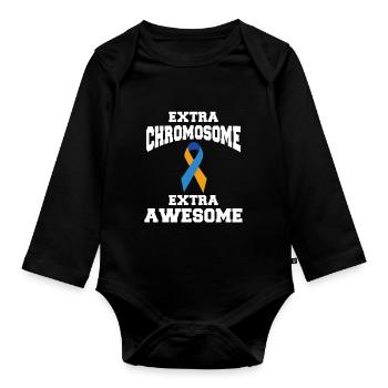 Syndrome de Down Extra Awesome - Body Bébé bio manches longues - noir - Devant