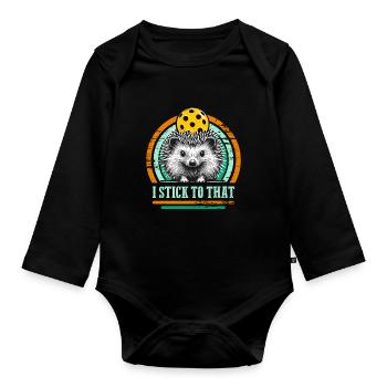 Igelbesitzer Tier Pickleball-spieler Pickleball - Baby Bio-Langarm-Body - Schwarz - Vorne