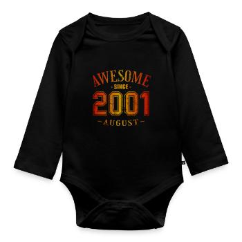 Août 2001 - Anniversaire en août Génial - Body Bébé bio manches longues - noir - Devant