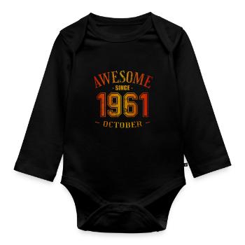 October 1961 - Geburtstag im Oktober Awesome - Baby Bio-Langarm-Body - Schwarz - Vorne