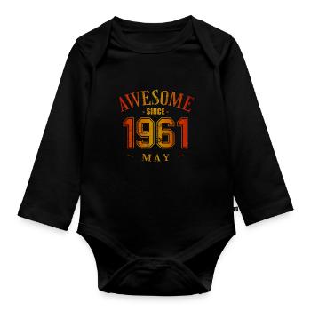 May 1961 - Geburtstag im Mai Awesome - Baby Bio-Langarm-Body - Schwarz - Vorne