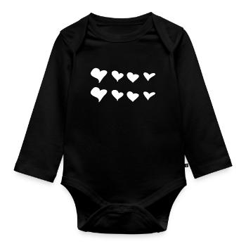 Hearts symbol love heart pattern - Organic Longsleeve Baby Bodysuit - black - Front