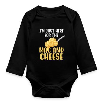 Ich bin nur wegen des Mac & Cheese hier - Baby Bio-Langarm-Body - Schwarz - Vorne