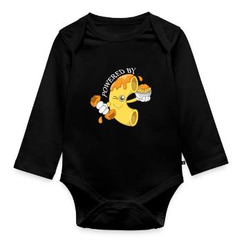 Mac & Cheese Angetrieben von - Baby Bio-Langarm-Body - Schwarz - Vorne