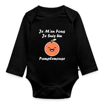 Humour Pamplemousse - Body Bébé bio manches longues - noir - Devant