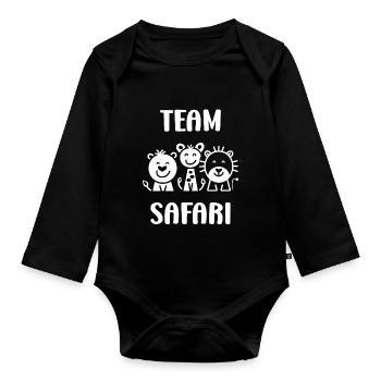 Team safari - Body Bébé bio manches longues - noir - Devant
