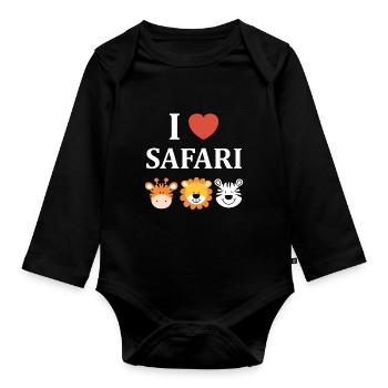 i love safari - Body Bébé bio manches longues - noir - Devant